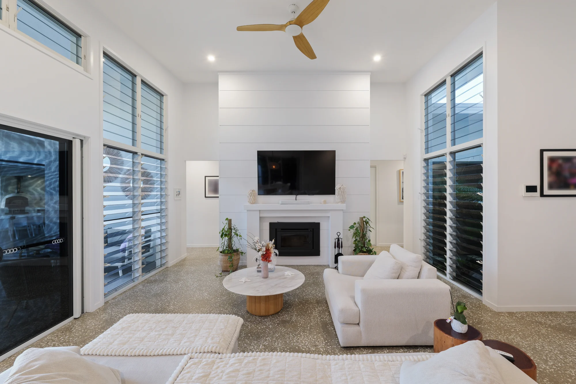 Living room with fireplace