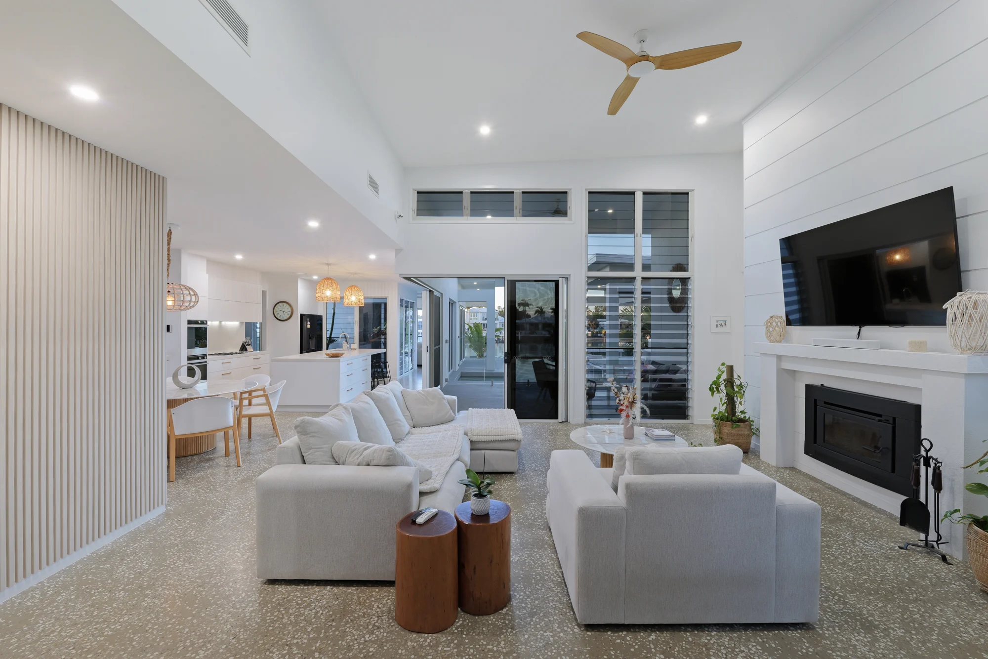 Raked ceilings and clerestory windows